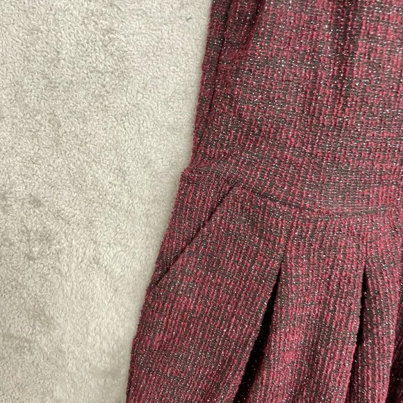 Draper James Women's M Red Tweed Short Sleeve Pleated Mini Dress N0146 - Picture 10 of 12